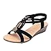 Produktbild VJGOAL Damen Sandalen, Frauen Casual Fashion Bohemia Peep-Toe Flache Schnalle Schuhe Römischen Sommer Weben Sandalen (40 EU, Schwarz)