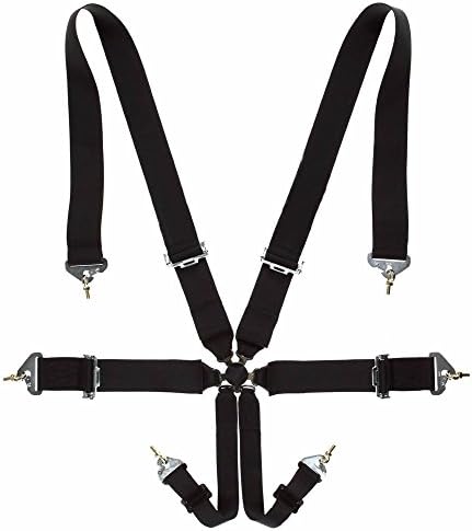 Noryb 6 Point Black Fully Adjustable Racing Universal Harness Seat Belt Car 4x4