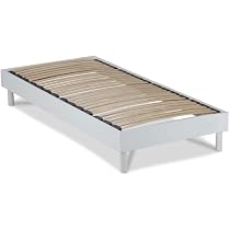 Sommier Lattes Maison Aubertin Selena 140x200cm - Bois Massif Blanc - 4 Zones Confort - Pieds Inclus