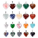 Lvcky 20 pièces en Forme de cœur Pendentifs Pierre Chakra Perles DIY Cristal Charms, 2 Différentes Tailles, Couleurs Assorties