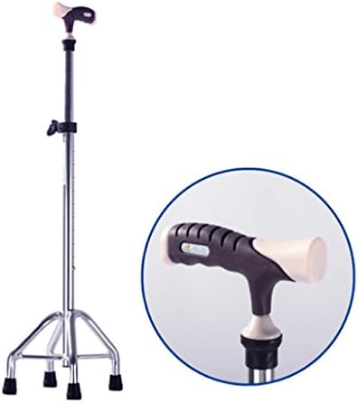 CANE Adjustable Quad Lightweight Walking Stick LED, silver