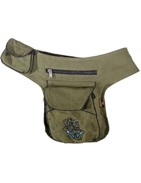 Kunst und Magie Goa Bauchtasche mit Stickerei 'Hamsa' Hand der Fatima Festivaltasche