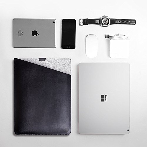 WALNEW 13.5 Microsoft Surface Book 13.5 Zoll Schutzhülle, Hülle, Case, Cover, mit Zwei-Taschen-Design mit Geschütztem Inneren und Externem Mousepad,Schwarz - 6