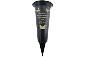 GIFTS DIRECT 2 U Mum And Dad - Plastic Spike Memorial Grave Vase With Butterfly Decoration