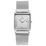 CWYPB Damen Business-Uhren, Frauen auf dem Platz Wählwellen Uhren weiblich wasserdicht Studenten Quarz Uhren Für Weihnachten Geburtstag (3 Farben),Silver