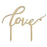 ROSENICE Love Hochzeitstorte Topper für Hochzeitsdekorationen (Holz Farbe) - 3