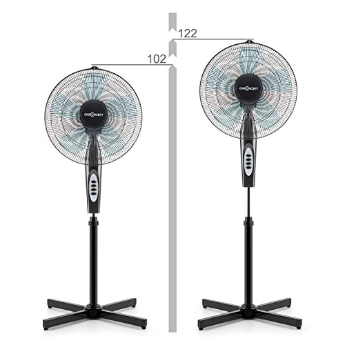 oneConcept • Black Blizzard 2G RC • Ventilator • Standventilator • mit Fernbedienung • leise • 5 blaue Rotorblätter • 40,6 cm Durchmesser • Timer • Oszillations-Schwenkfunktion • Ventilatorkopf neigbar • 3 Geschwindigkeitsstufen • 50 Watt • schwarz - 4