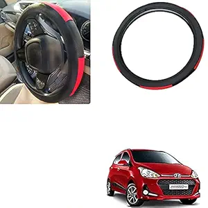 Auto Pearl - Ring Type Car Steering Wheel Cover Universal Genuine PU Non-Slip Natural Rubber Well Padded Grip Breathable Leatherite for - I10 Grand 2017 (Gold Blaze Black N Red)