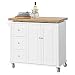 Produktbild SoBuy® Luxus-Küchenwagen, Arbeitsplatte aus hochwertigem Bambus,Kücheninsel,Küchenschrank,Servierwagen, Rollwagen, FKW30-WN