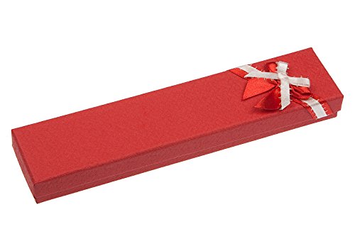 EYS JEWELRY® Schmuck-Etui für Armband 210 x 40 x 25 mm Kartonage rot Armband-Box Schachtel Schatulle Geschenk-Verpackung Hals-Kette Schleife