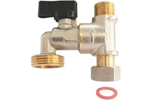 SOMATHERM FOR YOU - Robinet à Bec Équerre pour Machine à Laver - Écrou Tournant 3/8" - Sortie M3/8" - Piquage M3/4" - Manette 1/4 Tour - Gris/Argent - Compatible Eau Potable