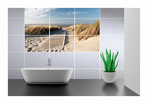 Fliesenaufkleber für Bad und Küche – Fliesenposter Weg zum Strand – 24-tlg. – Fliesengröße 15×15 cm – Fliesenbild 90×60 cm (BxH) - 2