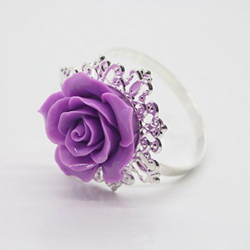 10pcs Purple Rose Decorative Silver Napkin Ring Serviette Holder for Wedding Party Dinner Table Decor Many Color Available For Christmas Table