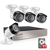 ZOSI 1080P 8CH Kit Vidéo Surveillance DVR Enregistreur Vidéo Numérique 1TB avec 4pcs Caméra Surveillance Extérieure 24pcs LEDs IR Contrôle à Distance Via 3G / 4G / WiFi
