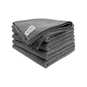 SOFTSPUN Microfiber Multipurpose Cloths 340 GSM (Set of 5, Grey)