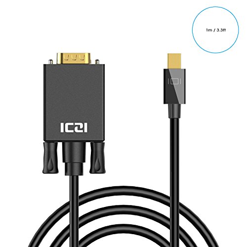 ICZI Mini DisplayPort auf VGA (Adapter) Kabel, Male to Male Vergoldet 1080p Mini DP (Thunderbolt) auf VGA Konverter für MacBooks, MacBook Air, Lenovo Thinkpad und Mehr, Schwarz (1m) - 3