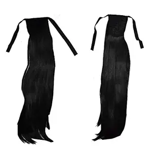 GadinFashion beautiful black ribbon pony Head hair Wig hair extensions for women girls natural costume for party toupee artificial juda false fake hair wig