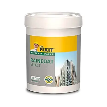 Dr. Fixit Raincoat Select White, External wall waterproofing, Coating, 1000+ unique shades, No dilution, 1 Litre, Single Coat Application, Elastomeric, 10 years waterproofing, Top coat, Brush