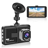 Aigoss Dashcam Autokamera Video Recorder 1080P Full HD mit Weitwinkel, 3 Zoll LCD-Bildschirm Nachtsicht, G-Sensor Bewegungserkennung Notschlösser Loop-Aufnahme Parküberwachung - Schwarz