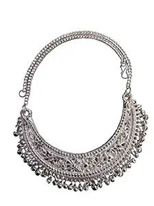 BookMyCostume Exquisite Indian Traditional Silver Necklace & Earrings - Fancy Dress Costume Accessory for Girls