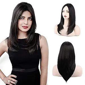 Akashkrishna Fashion women full head wig full head side bangs synthetic hair wigs for women/girls natural brown Full Hair Wig Cosplay Costume Heat Resistant