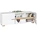 Produktbild Lowboard SKANDI 150 x 52 x 42 cm weiß skandinavisch Holz Hifi Regal | Design Retro TV Board mit Schublade & Türen | Fernseher-Kommode mit Eiche-Beinen