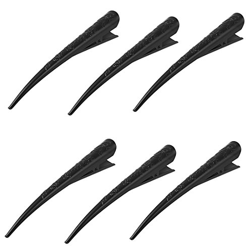 Lady Metall Blumenmuster Frisur Alligator Haar Clip Haarklammer Schwarz 6 Stück