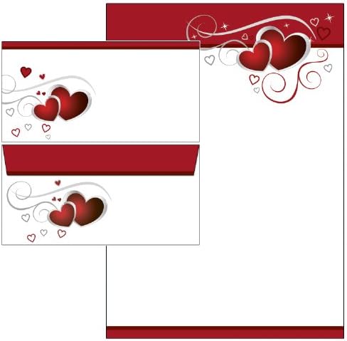 red Hearts - 25 Sheets Writing Paper incl. 25 Pieces envelopes Design 5785+6785