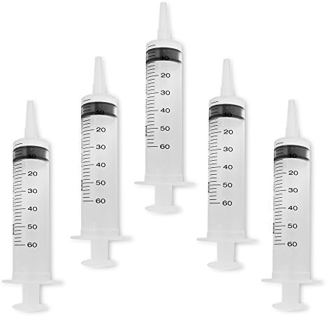 EXELint 50ml Sterile Disposable Syringe (extends to 60ml) Medical Grade Catheter Tip 5 Pack