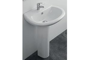 LAVABO LAVANDINO CON COLONNA IN PORCELLANA ELMA UNO 630 X 485 BAGNO ARREDOBAGNO SANITARI CERAMICA