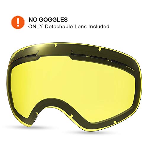 HAUEA Lentille de Remplacement pour Masque/Lunettes de Ski (Jaune)