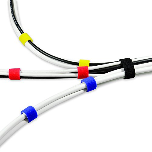 Label-the-cable Klettbandrollen doppelseitig (Haken & Flausch), Klettkabelbinder zuschneidbar, Velours-Qualität, geeignet als Kabelbinder, Klettband/ LTC Roll mx, 4 Stück, 1 m x 16 mm, Bunt, LTC 1230 - 2