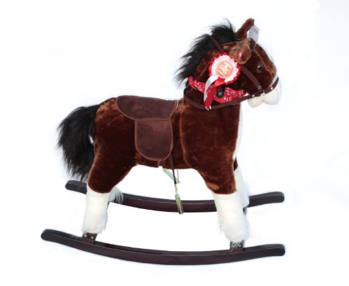 The Rocking Horse Co. Deluxe Rocking Horse. Plush finish. With Saddle, Rosette, & Bandana (Children: S, Brown)