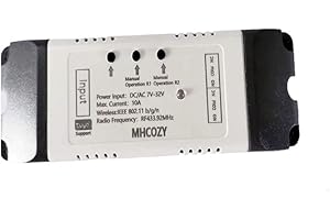 Modulo interruttore relè RF WIFI a 2 canali MHCOZY, otturatore per garage con controllo vocale remoto WIFI, compatibile con Alexa Assistant (Smart life app, 7-32V 2CH WIFI RF)