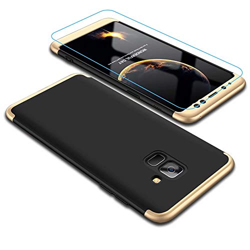 Lanpangzi Kompatibel mit Samsung Galaxy A8 2018 Hülle + Panzerglas, PC Hartschale 360 Grad Full-Cover Anti-Schock HandyHülle Anti-Kratz Stoßfänger Case mit Panzerglasfolie,Blau+Schwarz Lanpangzi Kompatibel mit Samsung Galaxy A8 2018 Hülle + Panzerglas, PC Hartschale 360 Grad Full-Cover Anti-Schock HandyHülle Anti-Kratz Stoßfänger Case mit Panzerglasfolie,Blau+Schwarz