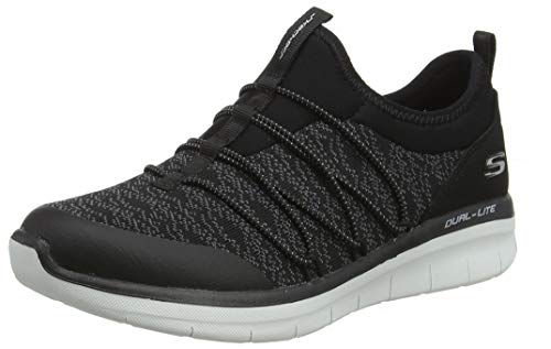 Skechers Synergy 2.0-Simply Chic, Zapatillas sin Cordones para Mujer, Negro (Black/White), 38.5 EU