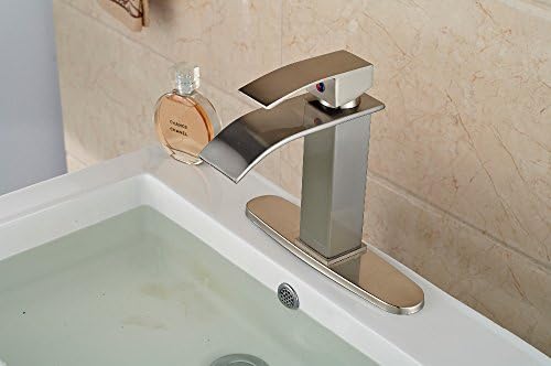 VanMe Basin Faucet Brushed Nickel Waterfall Bathroom Faucet For 3 Holes Mixer Tap