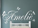  Wandschnörkel® Aufkleber HM~AA118 Kindernamen +Schmetterlinge Set Wunsch Namen Wunschnamen Wand Spruch Wandtattoo Kinderzimmer Türschild Baby Mädchen Türaufkleber, Türschild,personalisiert