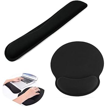 Set Poggiapolsi Per Tastiera E Mouse - Memory Foam Ergonomico, Nero, Per Ufficio E Gaming