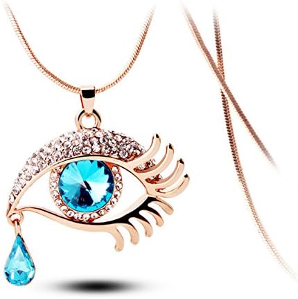 Personality exaggerated modelling long necklace.A drop of crystal tear slipped from her eye