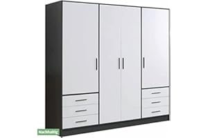 Forte Jupiter 200 210 - Armadio a 4 Ante con 6 cassetti e Ripiani, 206,5 cm di Larghezza x 60 cm di profondità x 200 cm di Altezza