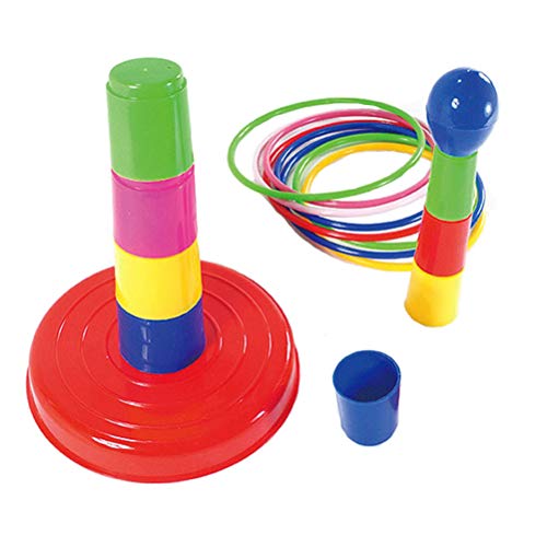 Flormoon Jouets éducatifs Anneau coloré Lancer Jouets de Puzzle Jeu de Sport Parent-Enfant pour Le développement de l'intelligence Plastique