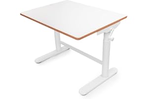 ‎SPACETRONIK Spacetronik Kinderschreibtisch Höhenverstellbar Manuell 80x60 cm, Ergonomischer Kindertisch mit Kurbel, ab 6 Jahren, Verstellbar 49–70 cm, Abgerundete Ecken, 40 kg Belastbarkeit, Rucksackhaken