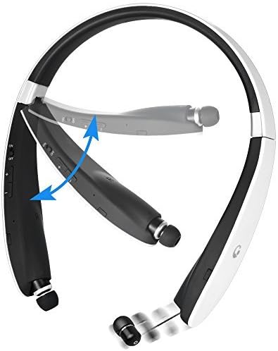 Bluetooth Headset, Bluetooth 4.1 Wireless Stereo Headphones Earphones Neckband with Retractable and Foldable Design Style Earbuds with Mic for IOS and Android Cell Phones