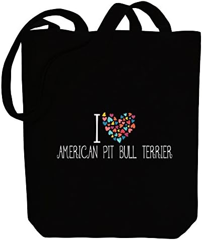 Idakoos I love American Pit Bull Terrier colorful hearts Canvas Tote Bag