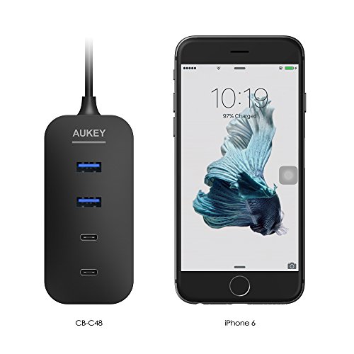 AUKEY USB C HUB ( 2 Port USB 3.0 + 2 Port USB C + 1 Port USB C mit PD) USB Type C HUB für New Macbook, Macbook Pro 2016, Google ChromeBook Pixel 2015, usw. - 4