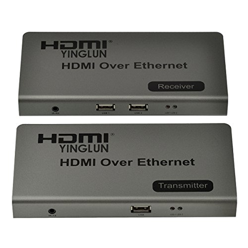 YINGLUN HDMI KVM über IP Extender Transmitter + Receiver 120m 365ft über Einzige CAT6 Ethernet Kabel befolgen TCP/IP Standard mit USB Port Netzteil - 4