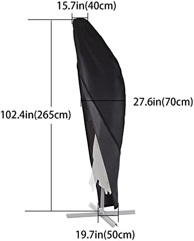 Xiliy Cantilever Umbrella Cover with Zip Parasol Cover Umbrella Cover Polyester Parasol Rotary Line Cover Black 265× 40 ×70×50cm