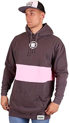 UOW 1st Class Men's Long Line Hoodie - Charcoal / Pink Medium
