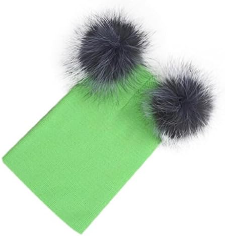 Pingtri Women Knitting Beanie Hip Hop Cap Two Ball Warm Winter Ski Hat (Green)